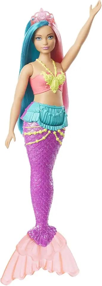 Barbie GJK11 - Dreamtopia Meerjungfrau-Puppe, ca. 30 cm groß, türkis- und pinkfarbenes Haar, mit Diadem, Spielzeug Geschenk für Kinder von 3 bis 7 Jahren