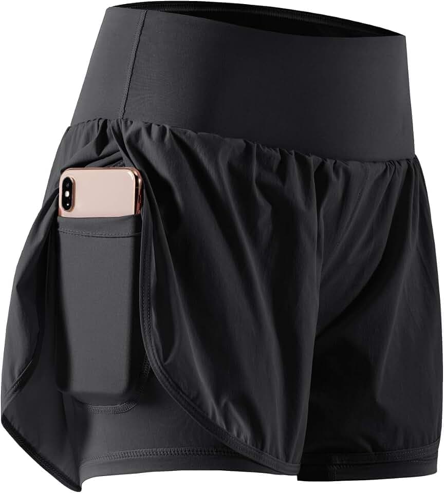 CADMUS 2 in 1 Women's Workout Shorts for Athletic Gym Running Shorts with Phone Pockets