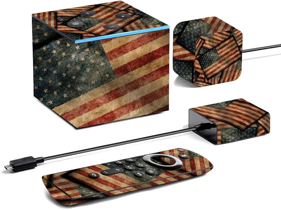 MIGHTY SKINS MightySkins Skin for Amazon Fire TV Cube (2020) - Vintage American | Protective, Durable, and Unique Vinyl Decal wrap Cover | Easy to Apply, Remove, and Change Styles | Made in The USA