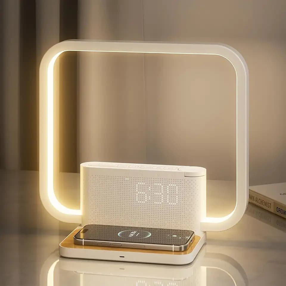 RETEYUNG Sunrise Alarm Clock Wireless Charger Sound Machine for bedrooms