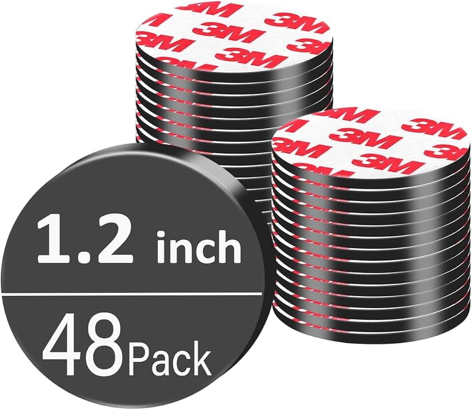 48Pack, Dia 1.2" / 30mm Magnet Dots with Adhesive Backing, Precut Round Magnetic Tapes Strong Sticky for Whiteboard, Fridge, Crafts - Easy to Cut Stickers for Planning and Organization