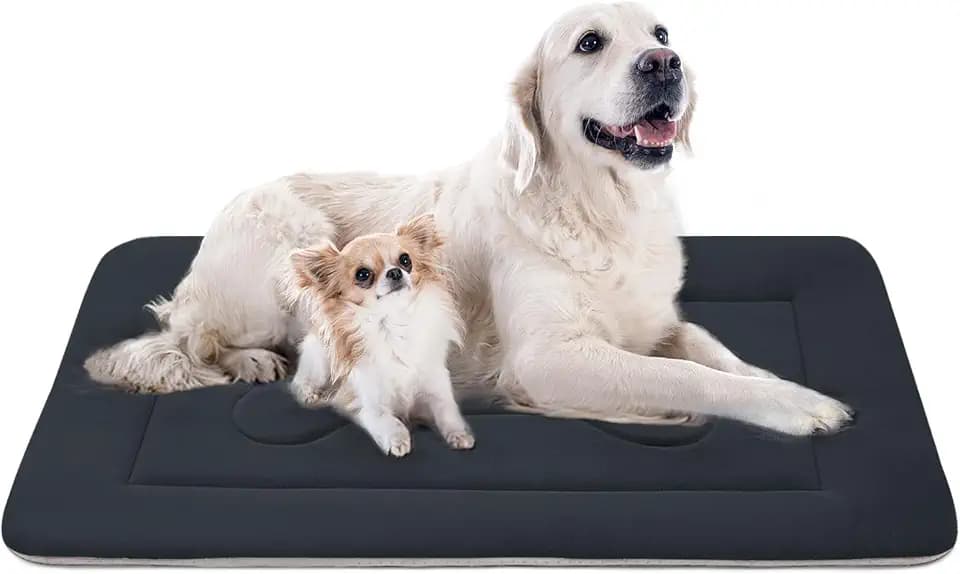 Extra Large Dog Bed Soft Dog Crate Pad Mat, 48 in Non-Slip Bottom Washable Dog Sleeping Mattress Pet Beds Cat Bed Kennel Pad, Dark Blue Gray