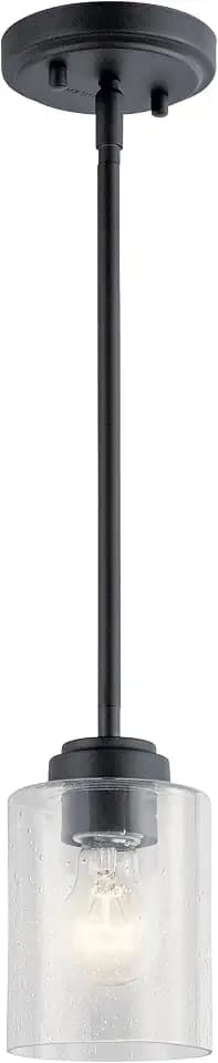 Kichler Winslow Mini Pendant Light, Seeded Glass, Black