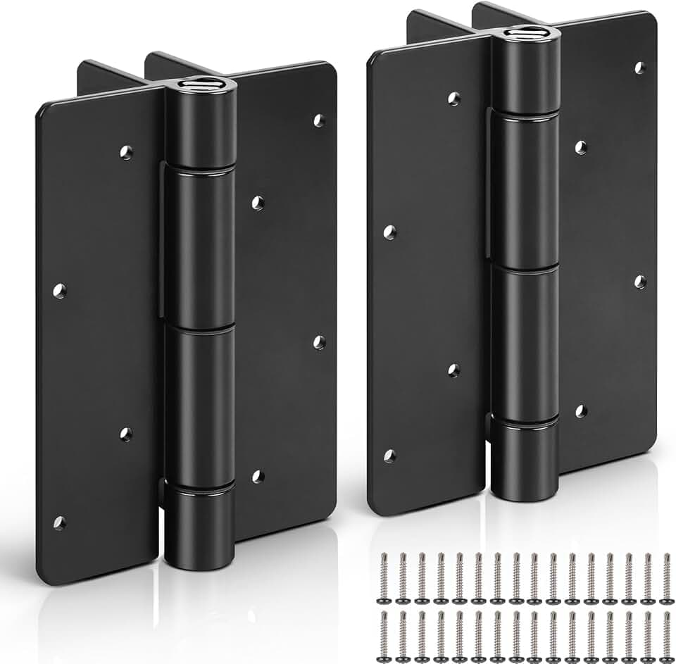 Upgraded 5.75" Aluminum Self Closing Gate Hinges, Fence Gate Hinge for Aluminum | Vinyl | Iron | Wood Gates, Self Closing Force Adjustable Spring Hinges -1Pair (Black)