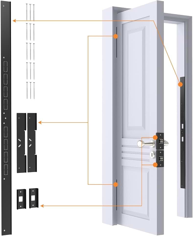 5-Piece Door Reinforcement Set for Jamb,Frame & Hinges Door Lock Security