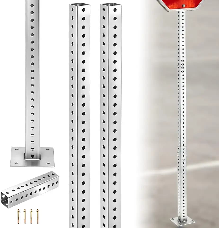 8 ft H Square Sign Post with 3 ft H Square Sign Post Base