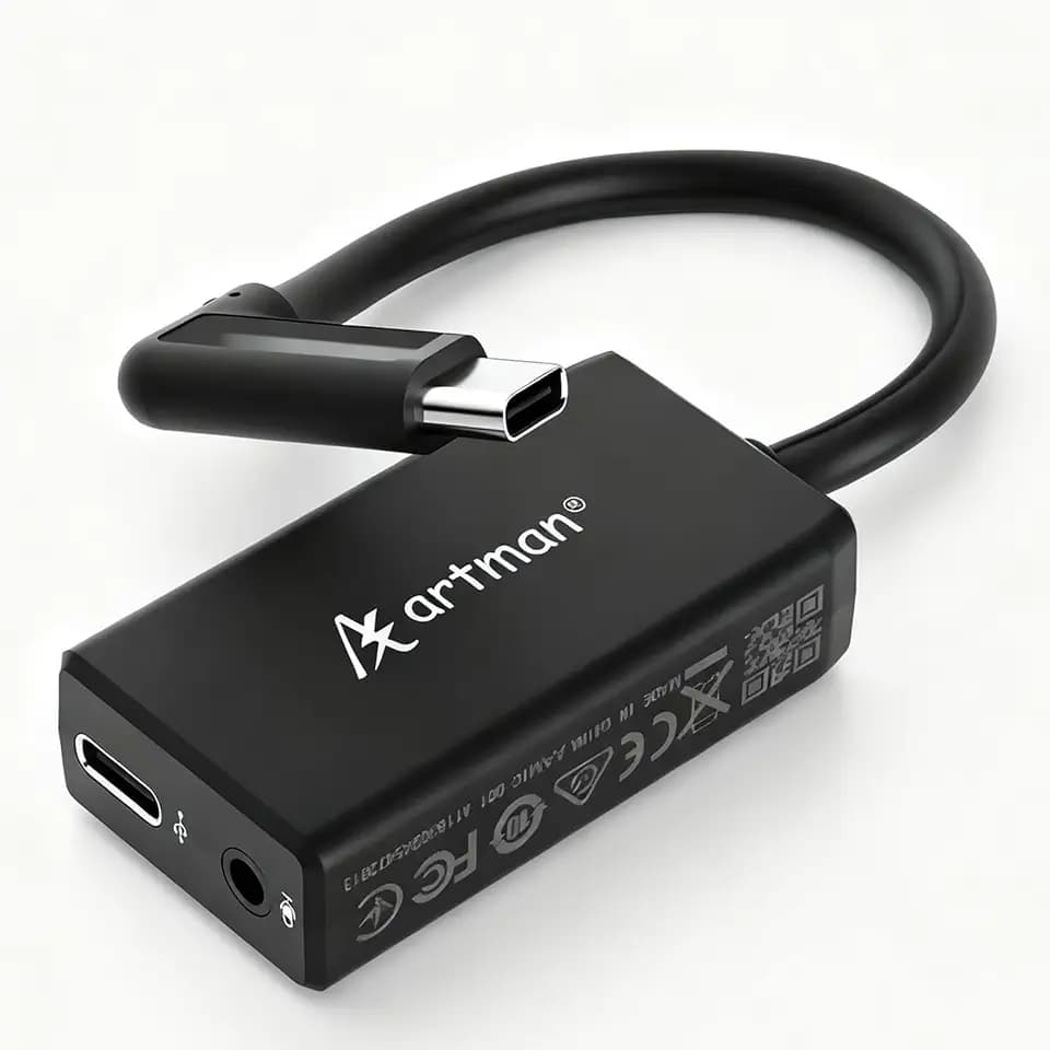 Artman Mic Adapter Compatible with GoPro Hero 13/12/11/10/9/8/7/6/5 Black