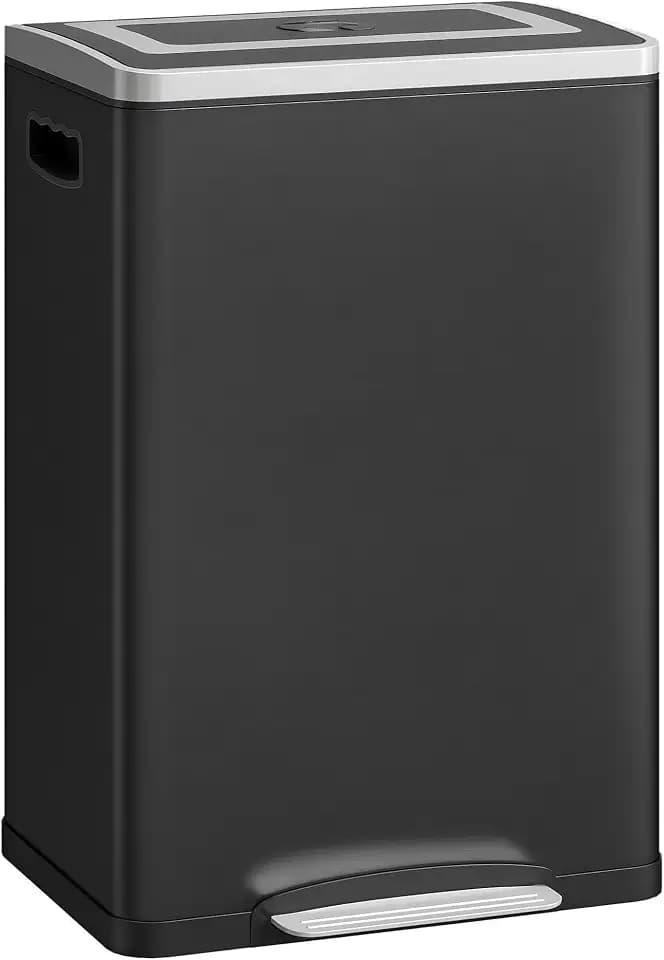HOMCOM Küchenmülleimer 2x20L, Schwarz