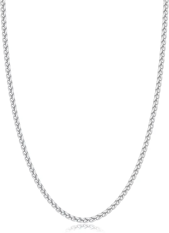 Jewlpire Wheat Chain Necklace for Men, Stainless Steel Necklace Chain