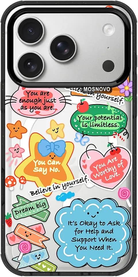 MOSNOVO for iPhone 17 Pro Case for MagSafe, Self Love Club, Black