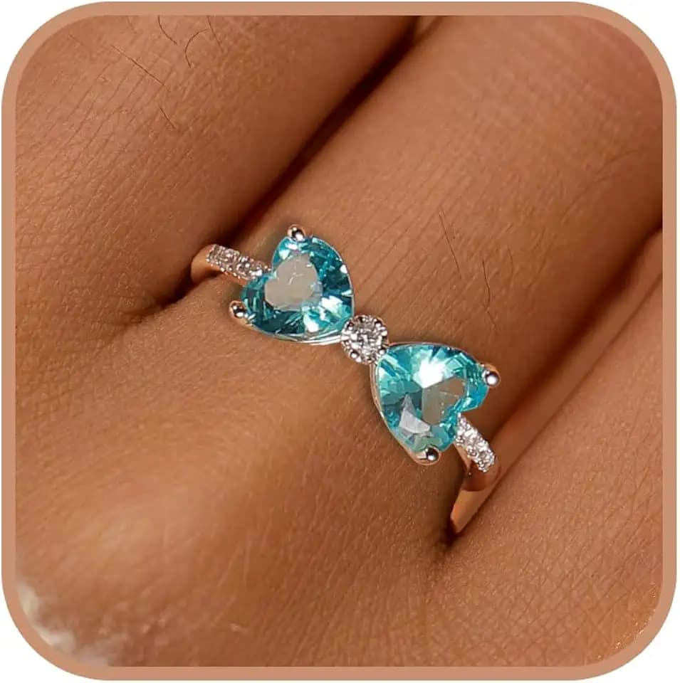 Cute Dainty Cubic Zirconia Bow Rings for Women