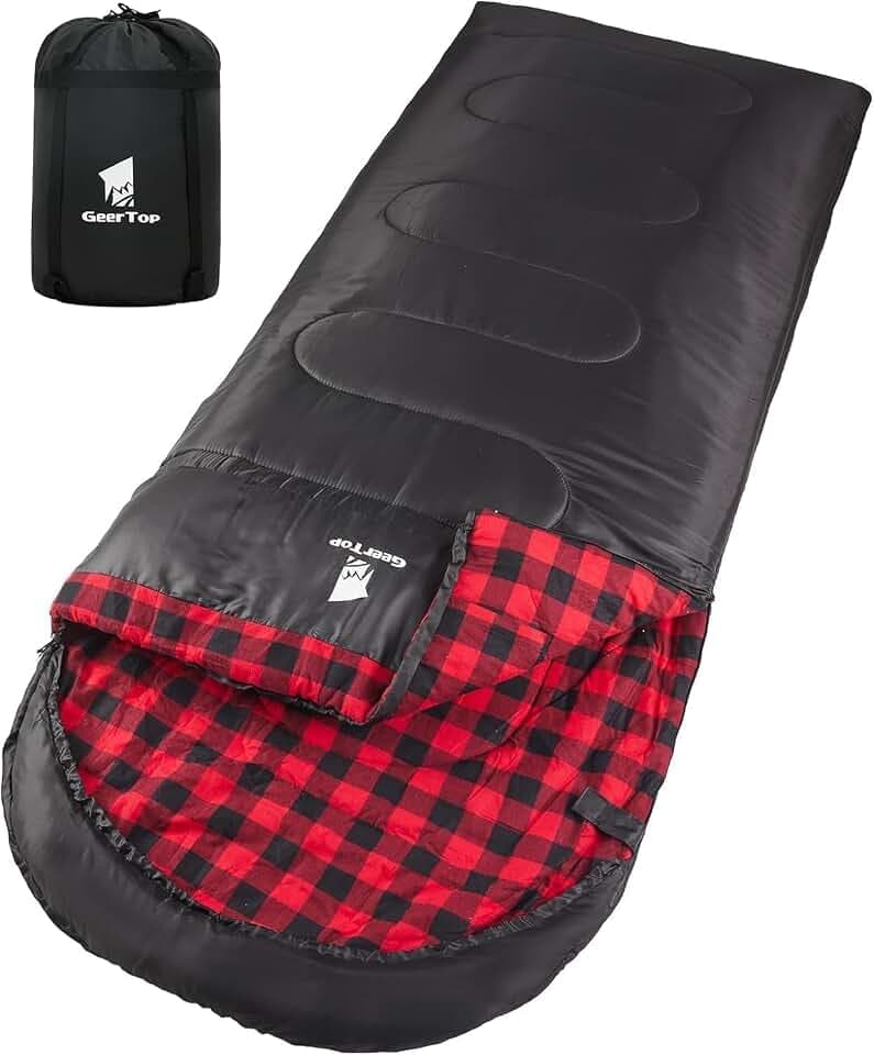 GEERTOP Schlafsack XXL 4 Jahreszeiten Flanell Campingschlafsack Übergröße 220x100cm für Erwachsene Outdoor Rucksackreisen, Wandern