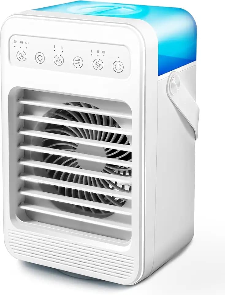 Portable Air Conditioners, Mini Air Conditioner Personal Evaporative Air Cooler with 4 Speeds 7 Colors, 600ML Portable Ac Unit Fan 2 Cool Mist Cooling Fan for Room Office Car