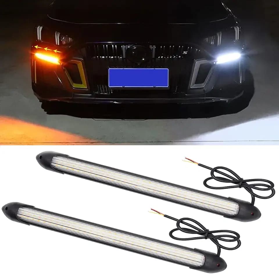 2Pcs Flexible Daytime Running Light Strip Headlight Sequential Turn Signal