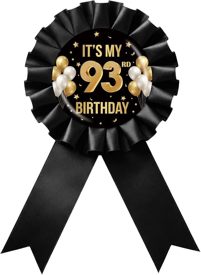 Black It's My 1st Birthday Tinplate Badge Pin, Gold Balloon 1st Birthday Award Ribbon Button, Black Rosette One Year Old Brooch Pin for 1st Anniversary Party Favor