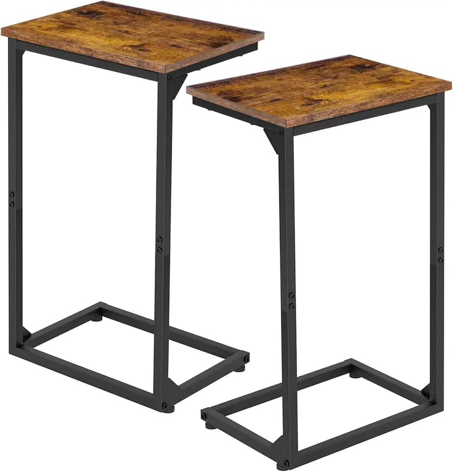 AMHANCIBLE Couch Side Table, 26.37" Tall C Shaped End Table Set of 2