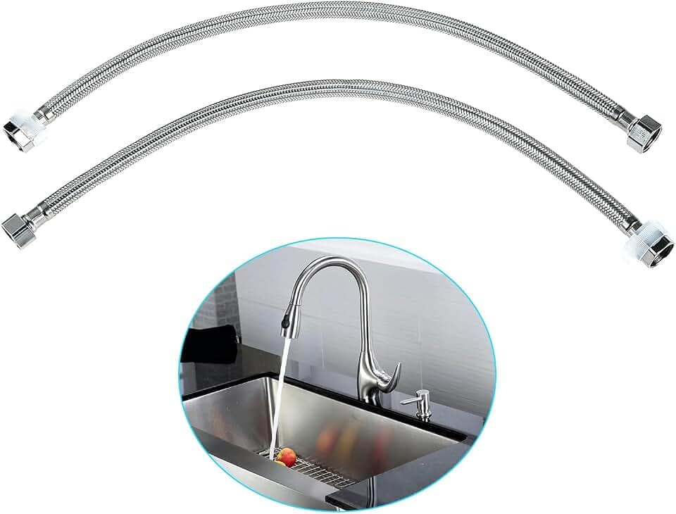 2 Stück Flex Schlauch Armatur, Edelstahl Anschlussschlauch G1/2" x G1/2", Panzerschlauch Wasserhahn, Dusche Umflechtung Flexschlauch für Wasserhahn Mischbatterie (50cm)