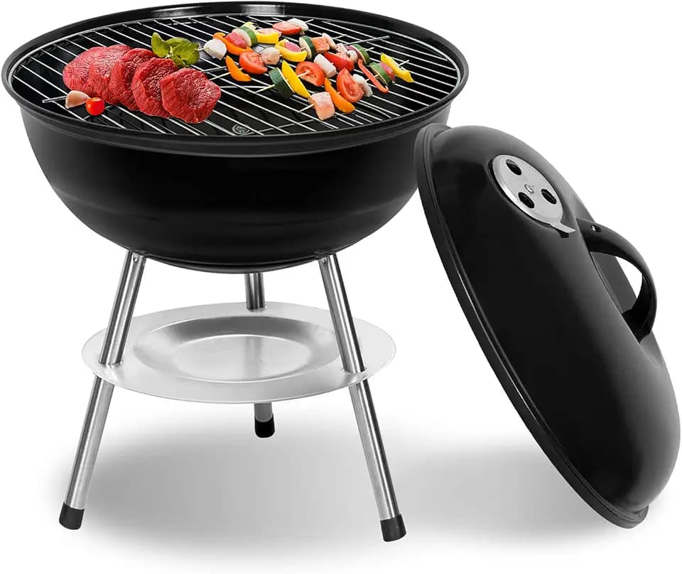 Holzkohlegrill Kugelgrill mit Deckel, rundgrill Grillrost 34 cm