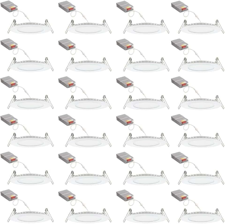 Juno 4" LED Recessed Light, 5-in-1 CCT, Ultra-Thin Flat Trim, White, 24-Pk