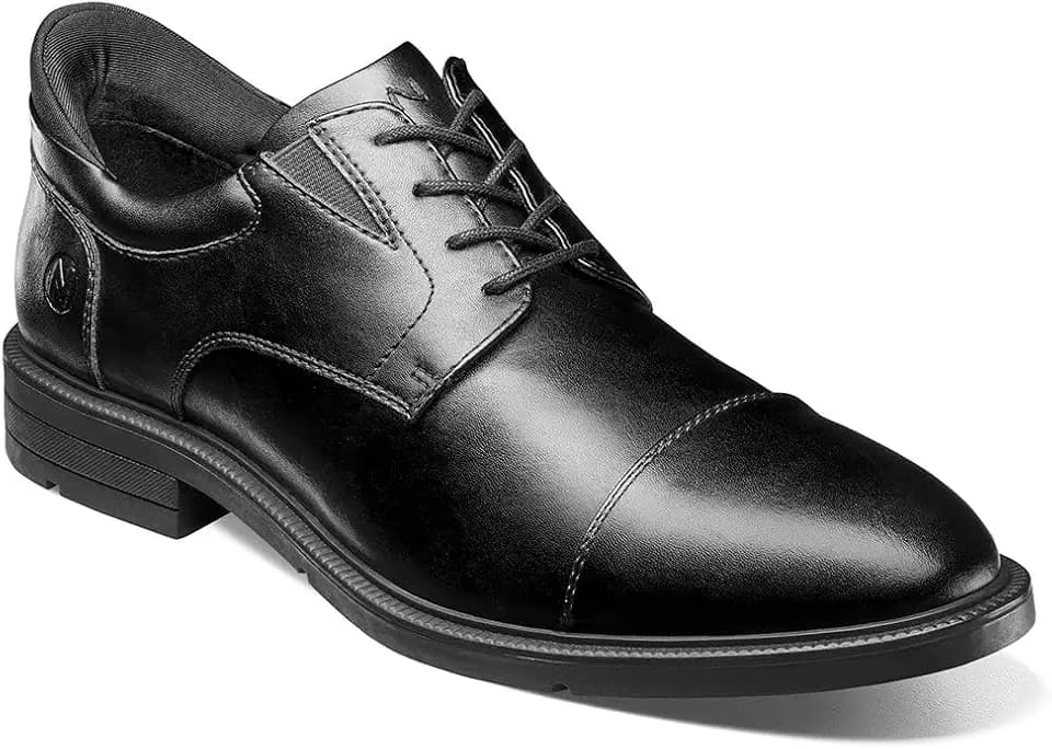 Nunn Bush Mens Kore Ez Hero Cap Toe Oxford Slip Resistant Easy-on and Easy-Off Lightweight Lace Up