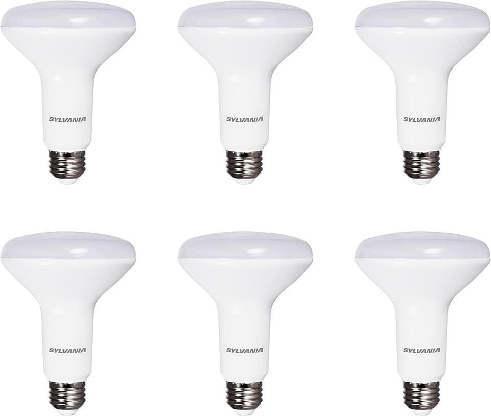 Sylvania Flood BR30 LED Light Bulb, 65W = 9W, Dimmable, 22 Year, 800 Lumens, 5000K, Daylight - 6 Pack (41261)