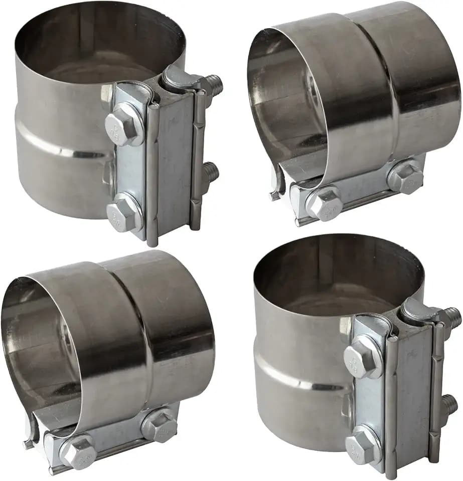 Exhaust Band Clamp 2.5 Inch Joint Exhaust Pipe Muffler Clamp Band 304 Stainless Steel(4 Pack 2.5" Lap Joint Exhaust Clamp)