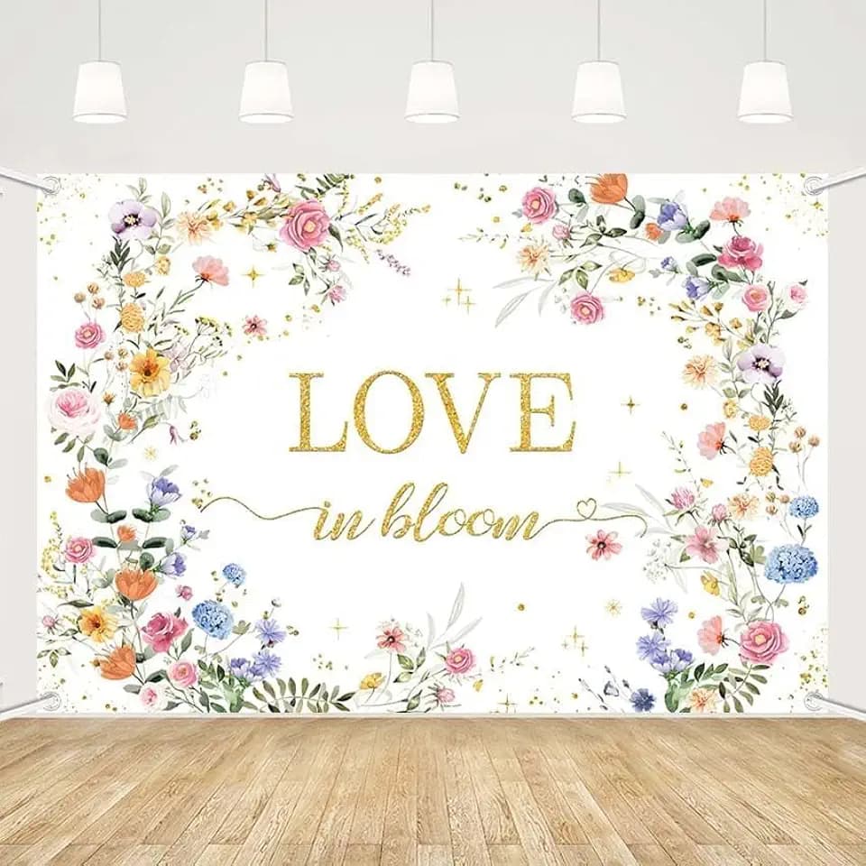 Wildflower Love in Bloom Bridal Shower Decorations Backdrop Banner 6x3.6ft