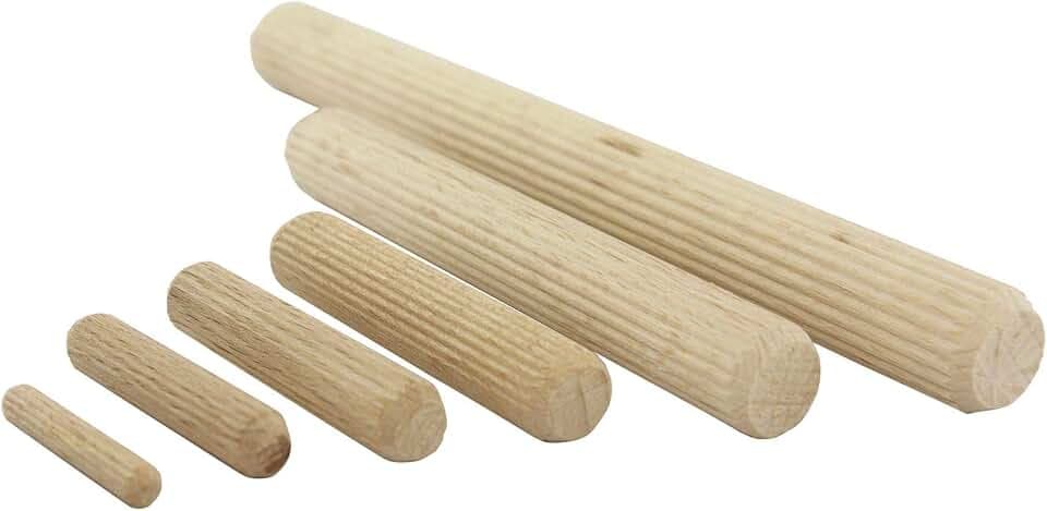 Jowe Holzdübel 8mm - Länge 40mm, Riffeldübel für eine starke Holzverbindung, Dübel aus Buche, gerillt - 7200 Stück