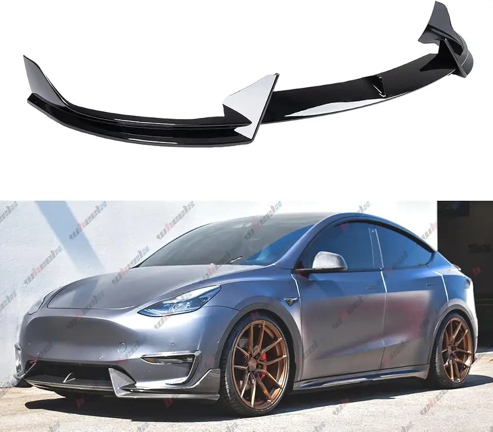 3Pcs Front Lip Compatible with 2020-2024 Tesla Model Y, Bumper Air Dam Lower Chin Splitter Protection Body Kit Fits for 2020 2021 2022 2023 2024 (Glossy Black)