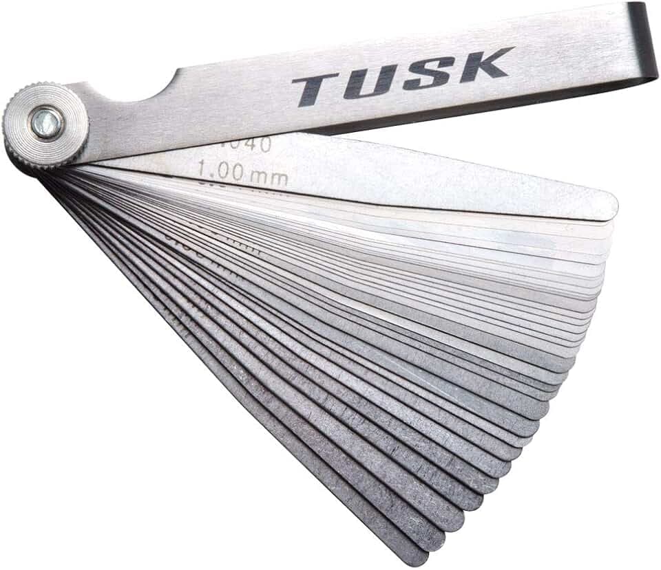 TUSK Tapered Feeler Gauge Set – 32-Blade Dual-Marked (Inch & Metric) Precision Valve Clearance Tool 0.001"-0.040" / 0.03 mm-1.0 mm