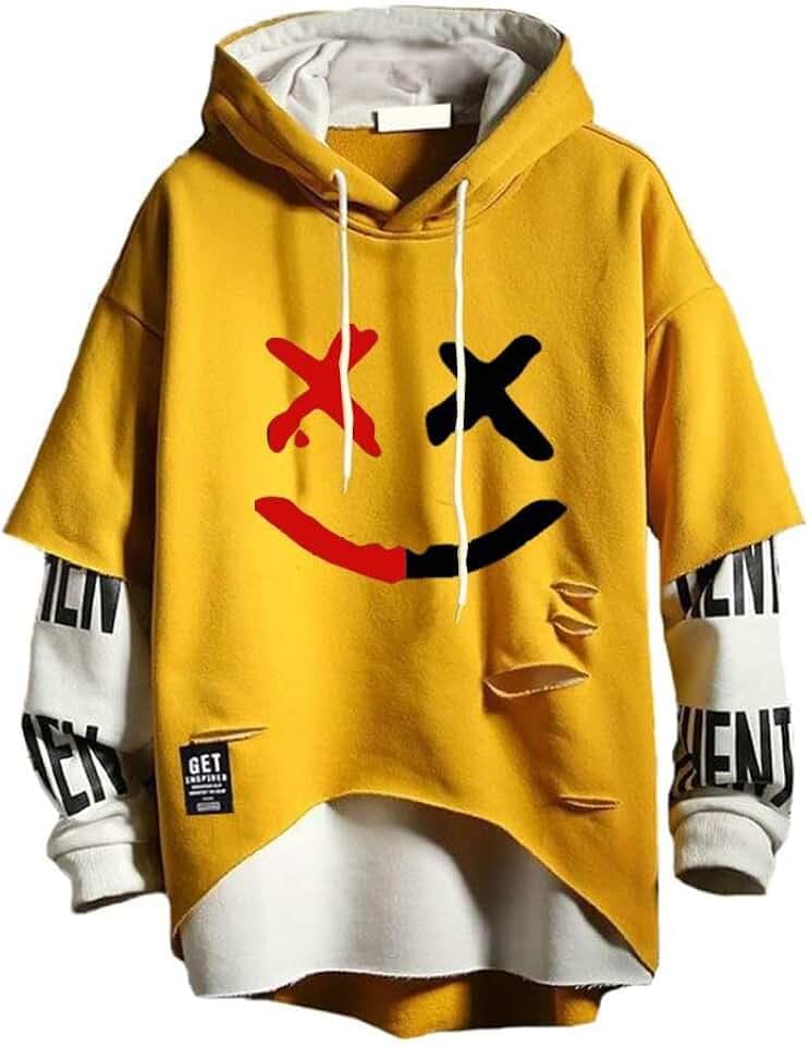 Hello MrLin Herren Techwear Hip Hop Hoodie Japanischer Streetwear Patchwork Urban Jumper