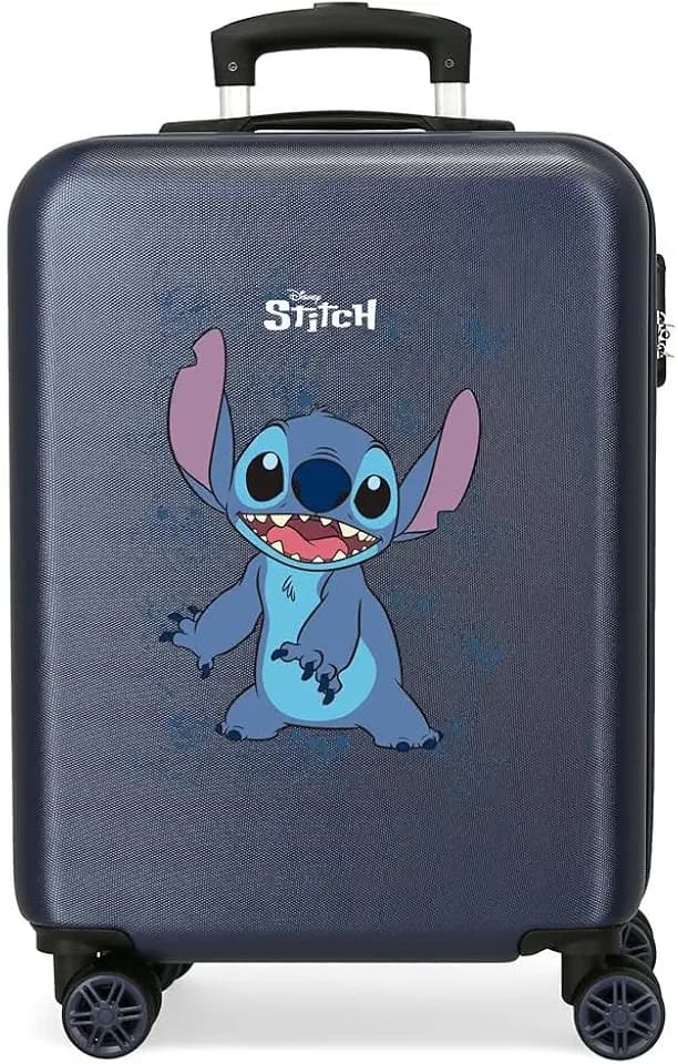 Disney Happy Stitch Kabinenkoffer, Blau, 38 x 55 x 20 cm, starr, ABS, Seitenkombinationsverschluss, 35 l, 2 kg, 4 Doppelrollen, Handgepäck, blau, Kabinenkoffer
