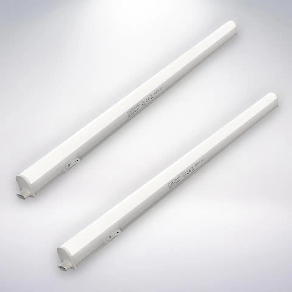 BRILONER - 2er Set LED Leiste mit Ein/Aus-Schalter, neutralweiße Lichtfarbe, inkl. Steckerkabel, Unterbauleuchte Küche, LED Lichtleiste Küche, Schrankbeleuchtung, Küchenlampe, Lampe, 58,5cm, Weiß