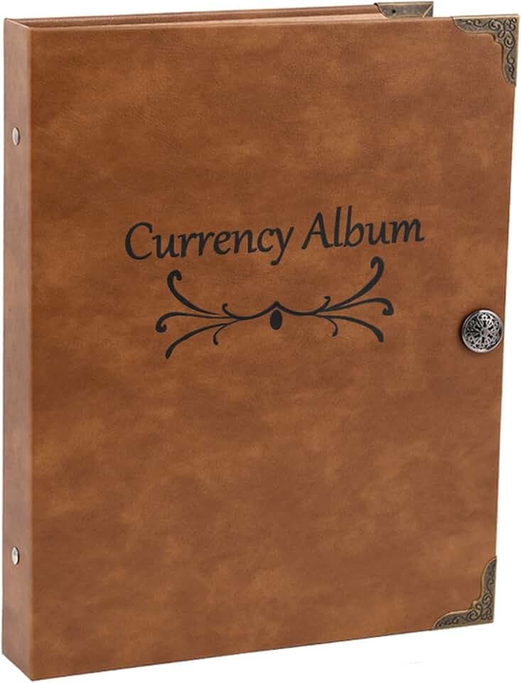 Geldalbum Papier Geldsammlung Buch Rechnungen Geldscheinhalter Zubehör für Sammler (40 Blatt 120 Taschen)