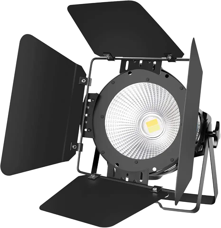 Betopper 100W LED DMX Stage Spotlights with Barndoor, COB Warm/Cold White