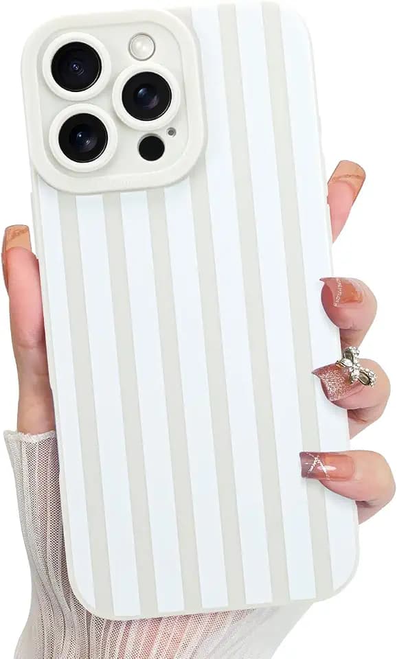KANGHAR Compatible with iPhone 16 Pro Max Case Stripes -White