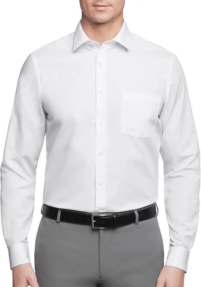 Van Heusen Men's Regular Fit Poplin Solid Spread Collar Dress Shirt