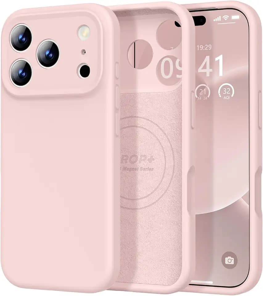 Vooii Magnetic for iPhone 17 Pro Case 6.3" Premium Silicone, Pink Sand