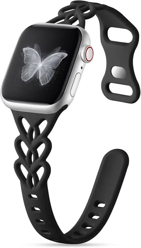 Wepro Slim Braided Silicone Band: for Apple Watch Bands Women 40mm 41mm 42mm 38mm 44mm 45mm 46mm 49mm - Cute Heart Lace Breathable Thin Sport Strap for iWatch SE Ultra Series 11 10 9 8 7 6 5 4 3 2 1