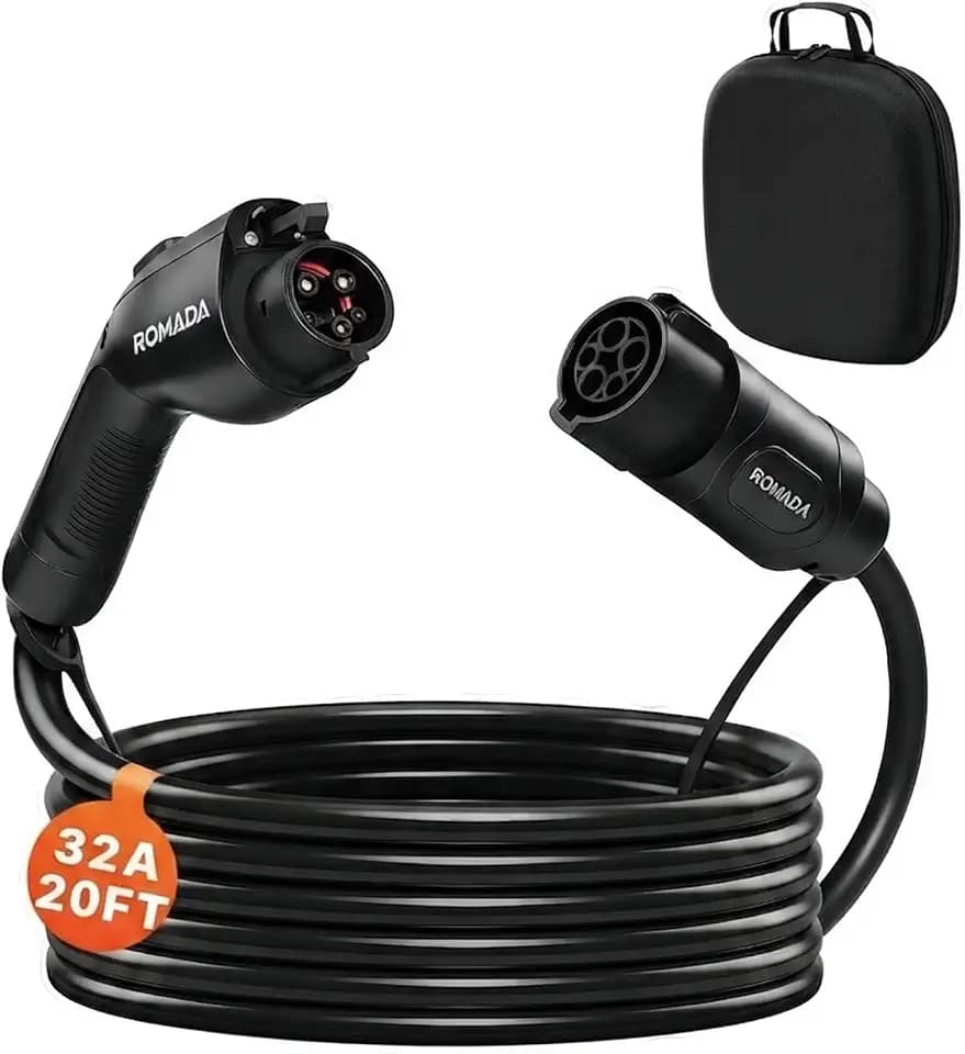 20FT 32 Amp J1772 EV Extension Cord, 120V-240V Compatible with SAE J1772 Electric Vehicle Chargers, Level 1 Level 2 Heavy Duty Car Charging Cable with Carrying Bag (32, Amps, 25, ft)
