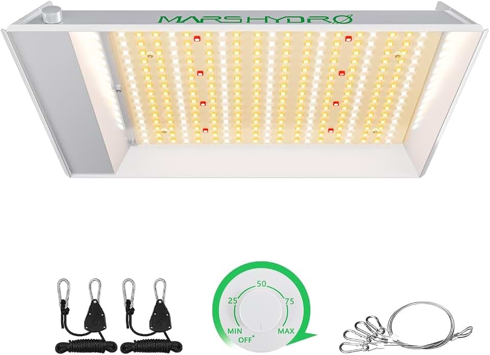 MARS HYDRO 100W TS600 Dimmbar LED Grow Lampe für Zimmerpflanzen | Pflanzenlampe Vollspektrum Wachstumslampe für Innen Samen Knospe Pflanze Gemüse und Blume für 45x45cm, 60x60cm Growzelt