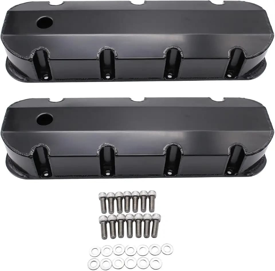 Black Fabricated Aluminum Tall Valve Covers Compatible for Big Block Chevy BBC 396 427 454 502