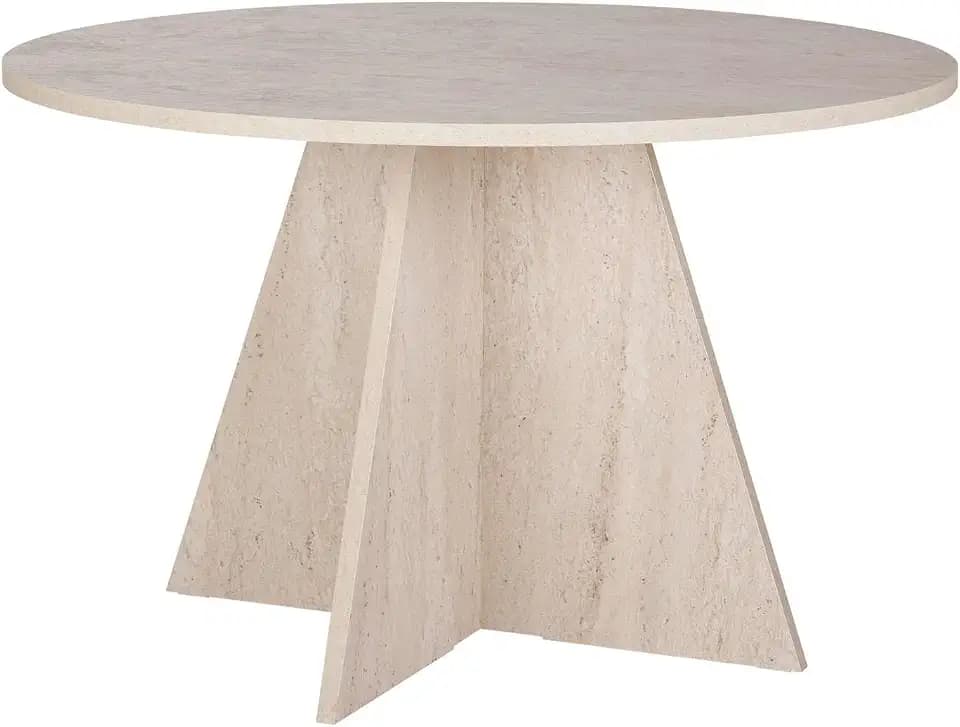 Stilvoller Esstisch, Travertine-Farbe, 120 x 75 x 120 cm | 100% melaminbeschichtete Spanplatte, 25 mm Stärke | langlebiges & Elegantes Design für Moderne Zuhause