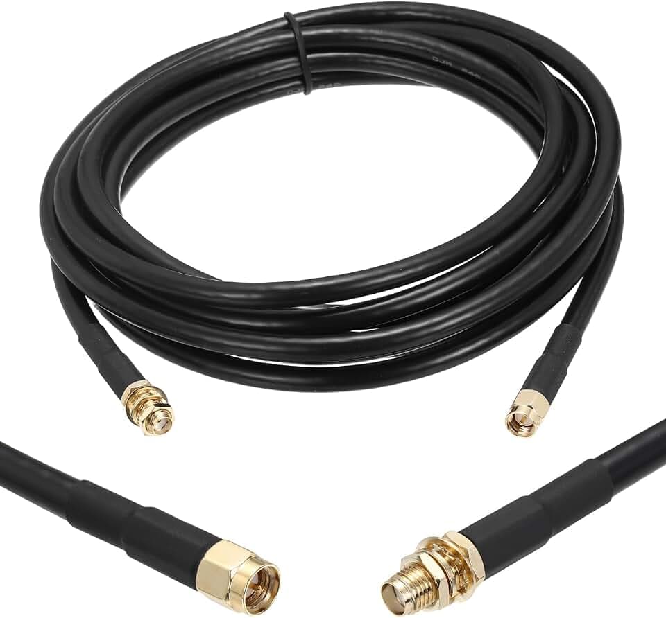 sourcing map KMR/LMR240 Koaxial-Verlängerungskabel, 50 Ohm, 3 m, SMA-Stecker auf SMA-Buchse, RF-Koaxialkabel, Antennenkabel, Verlängerung mit Stecker für 3G, 4G, 5G, LTE, Ham, WLAN, GPS, RF-Radio