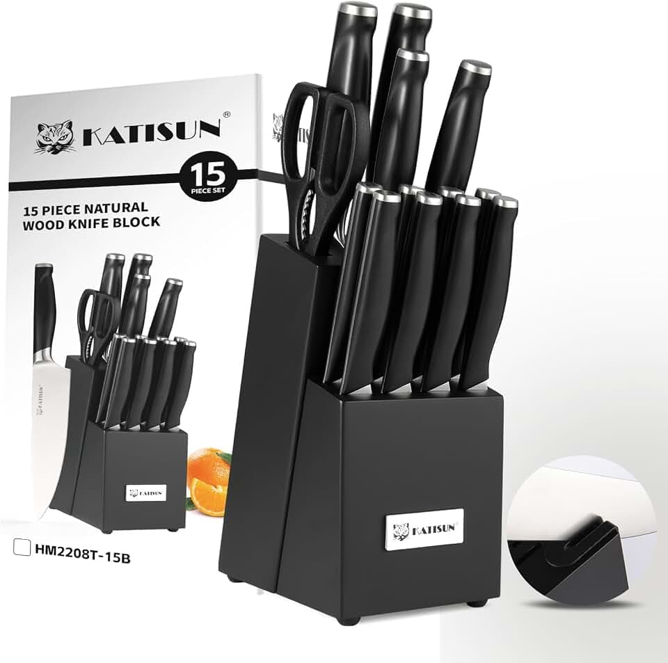 15-Piece ABS Handle Kitchen Knife Set with Block