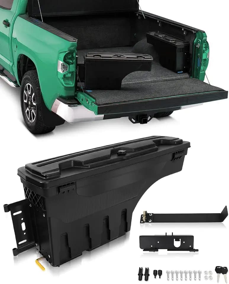 SCITOO Truck Bed Tool Box for Ford F-250 F-350 Super Duty 1999-2016 Left Driver Side,Multi-Compartment Dividers Organized Storage,Heavy Duty & No-Drill Installation