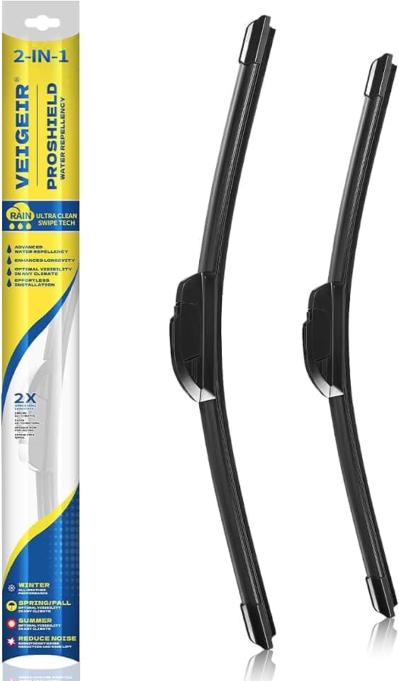 26 Inch + 19 Inch Windshield Wiper Blades 2 Pack, Front J/U Hook Replacement Compatible with Honda Accord 2008-2017, Compatible with Toyota Prius V 2012-2018