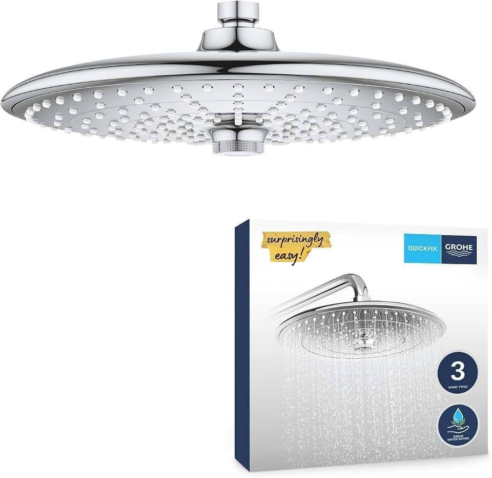 GROHE Vitalio Joy 260, Kopfbrause (wassersparende Regendusche mit 3 Strahlarten, Duschkopf mit Antikalk System), chrom, 26462000