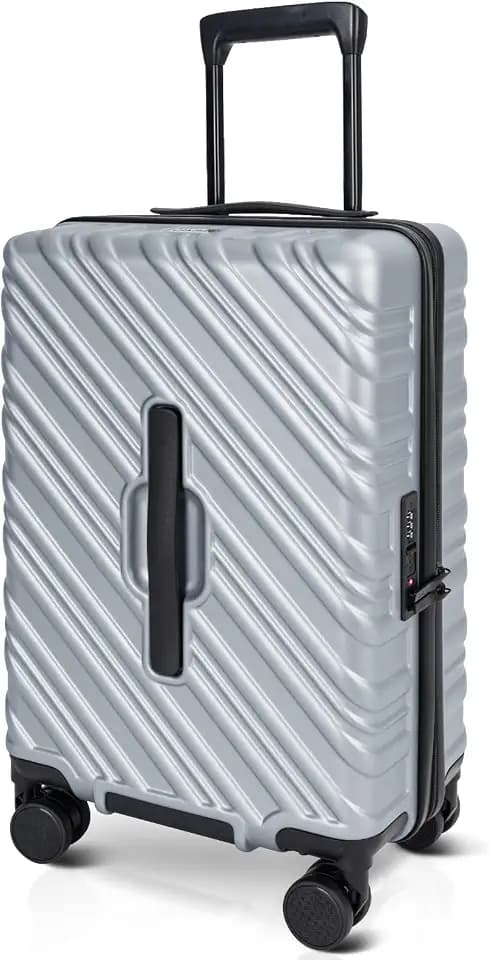20 Inch Expandable Carry On Luggage 22x14x9 Airline Approved, Silver
