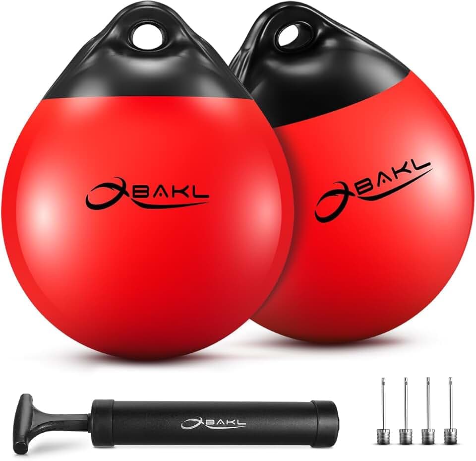 Pair of Vinyl Boat Buoy Balls, 9.8 x 12.2 Inches Round Boat fenders Ball for Boat Mooring Buoys, Anchor Float Buoy and Mooring Fender
